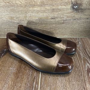 SAS Tripad Comfort Leather Coco Two Tone Bronze Women Slip On Flats Shoe Sz 8.5